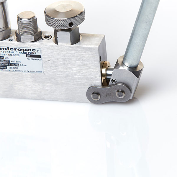a close up of our Micropac MC compact hydraulic hand pump
