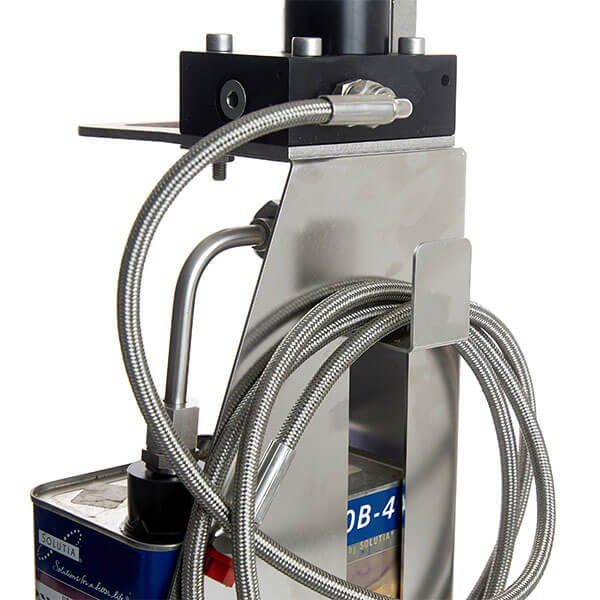 hose stowage close up on a skydrol dispensing pump