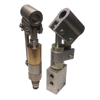 side view of two hydraulic cartridge pumps for fitting into an industry standard C10-2 cavity