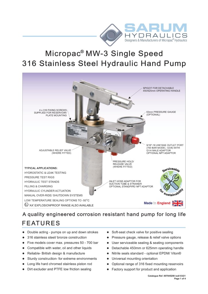 2022 SINGLE SPEED DATASHEET a snapshot of the front page of our current day product brochure