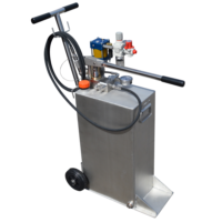 our DUO unit, a combination of both an air driven pump, as well as a manual hand pump both mounted on top of a 2 wheel trolley reservoir