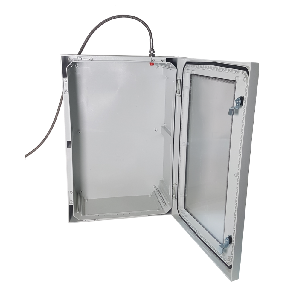 a polycarbonate safety enclosure for pressure testing vessels inside