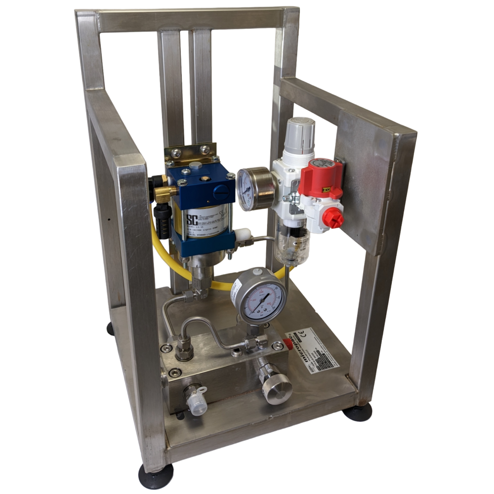 air driven hydraulic pump in a frame