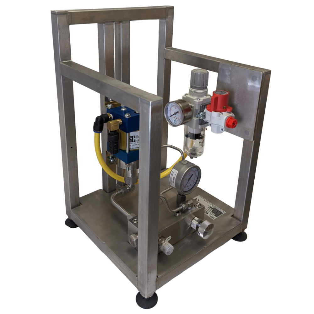 air driven hydraulic pump in a frame