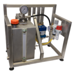air driven hydraulic pump in a frame with reservoir