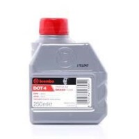 Brake fluid may be carefully formulated for automotive braking but how good is it elsewhere in a hydraulic system Plastic bottle of BREMBO Brake Fluid for topping up your system