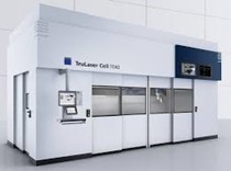 TRUMPF LaserCell 7040 with large cabinet, window on front and control panel for the operator.