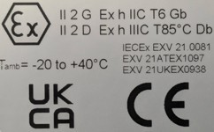 Label for Micropac ATEX IECEx explosion proof hand pump A white label with black text for an explosion proof hand pump