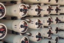 Ganged RO membranes Reverse Osmosis membranes stacked up up on top of one another